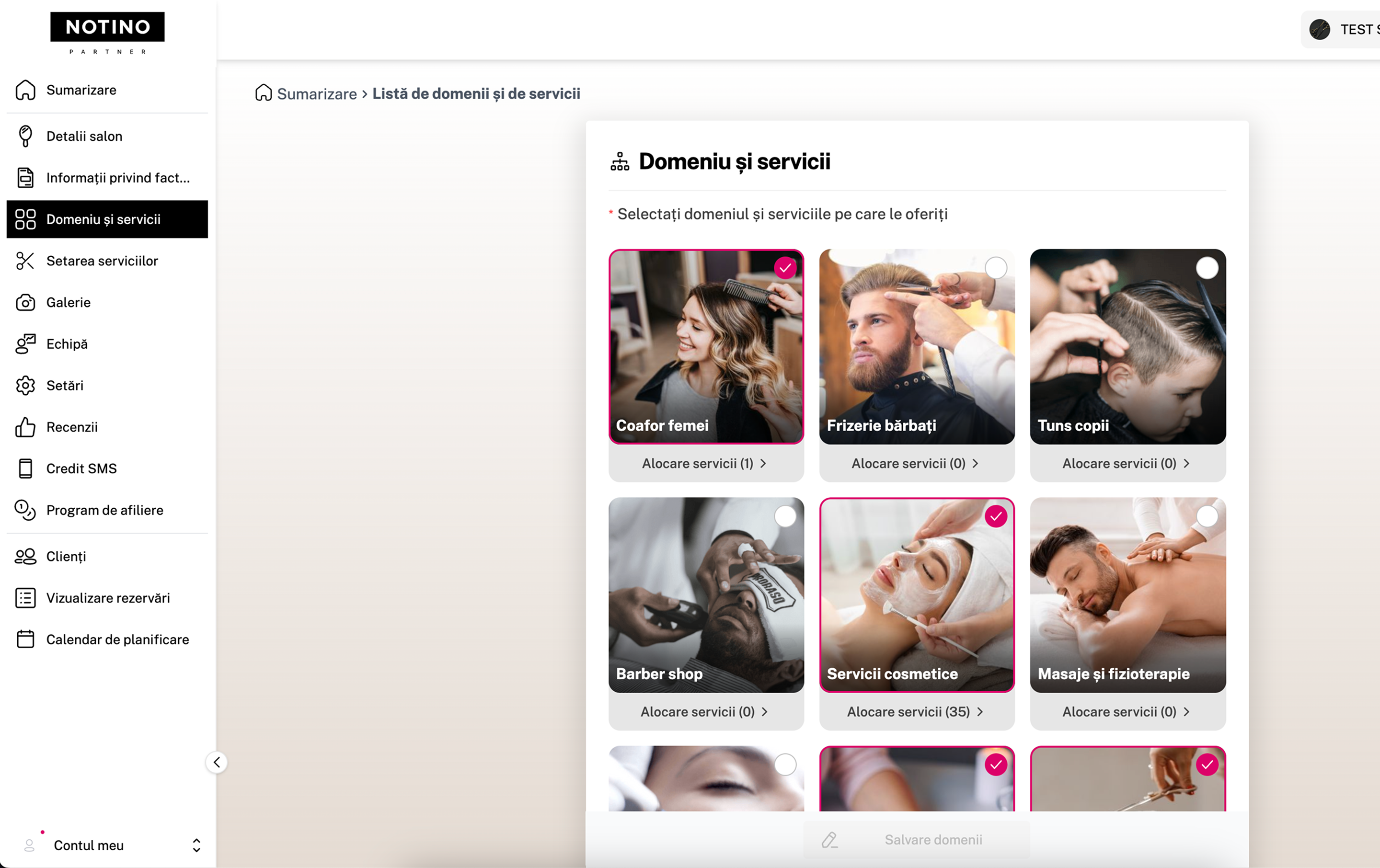 Aplicația Notino Partner de pe ecranul laptopului