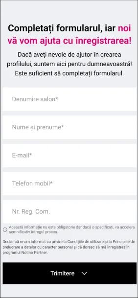 Aplicația Notino Partner pe ecranul telefonului mobil